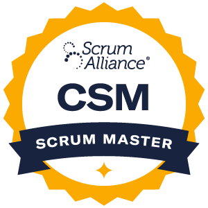 Scrum Alliance Certified ScrumMaster shield badge
