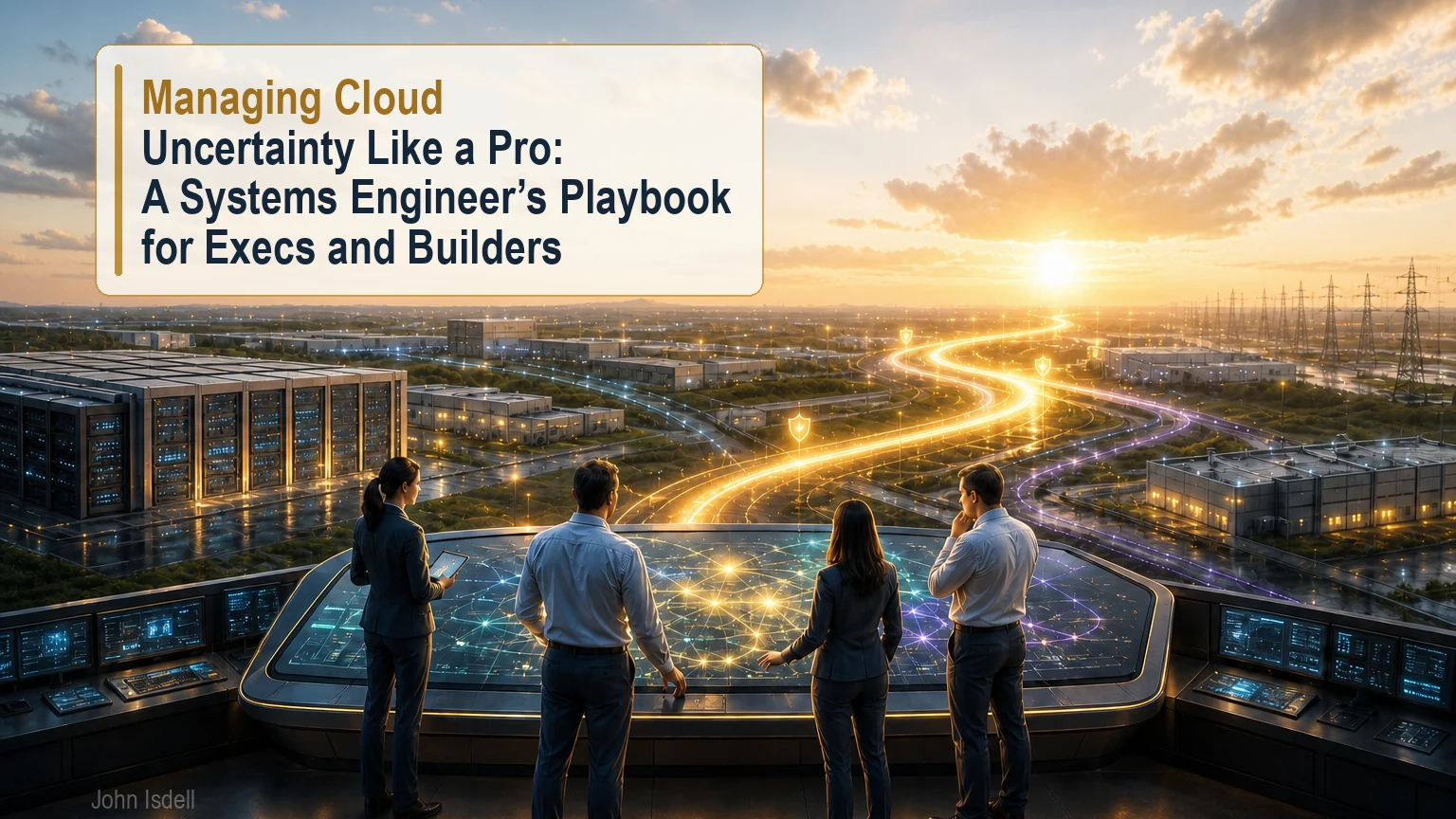 Enterprise technology team mapping a protected route across a complex hybrid cloud landscape